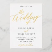 Elegant klassieke Gold Foil Hand Lettered Script v Folie Uitnodiging (Voorkant)