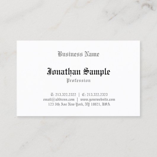 Elegant  Klassieke look Old English Text Cool Visitekaartje (Achterkant)