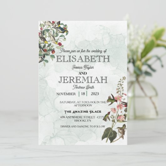 elegant Klassieke luxe witte florale bruiloft Kaart (Staand voorkant)