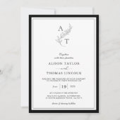 Elegant | Klassieke Monogram QR Code Trouw  Kaart (Voorkant)