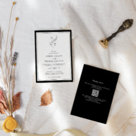 Elegant | Klassieke Monogram QR Code Trouw Kaart