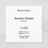 Elegant klassieke nostalgge look Oude Engelse teks Vierkante Visitekaartje (Achterkant)