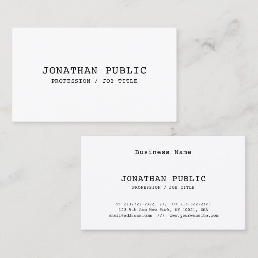 Elegant klassieke nostalgische kijk eenvoudige Sja Visitekaartje (Voorkant / Achterkant)