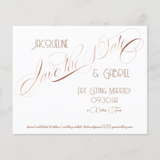 Elegant klassieke Script Calligraphy Save the Date (Voorkant)