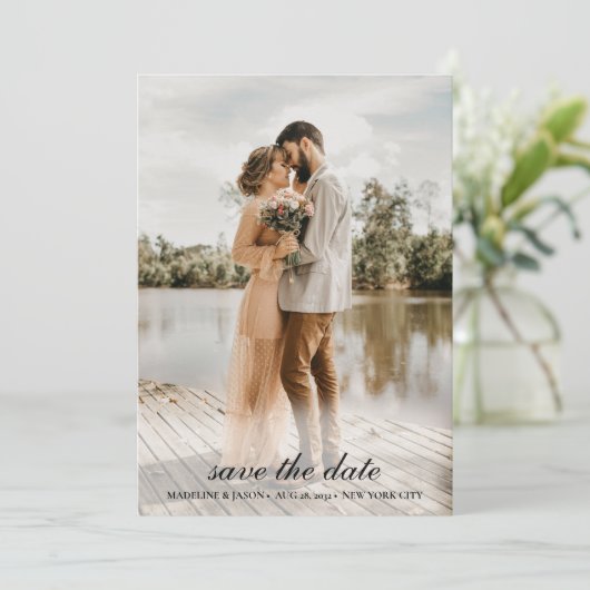 Elegant klassieke Script-foto Opslaan datum Save The Date (Staand voorkant)