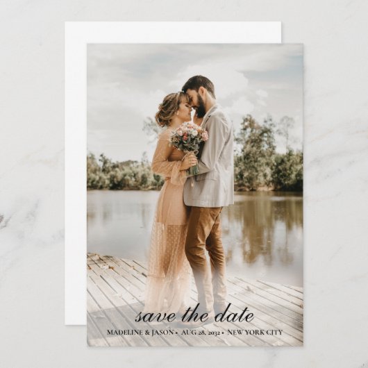 Elegant klassieke Script-foto Opslaan datum Save The Date (Voorkant / Achterkant)