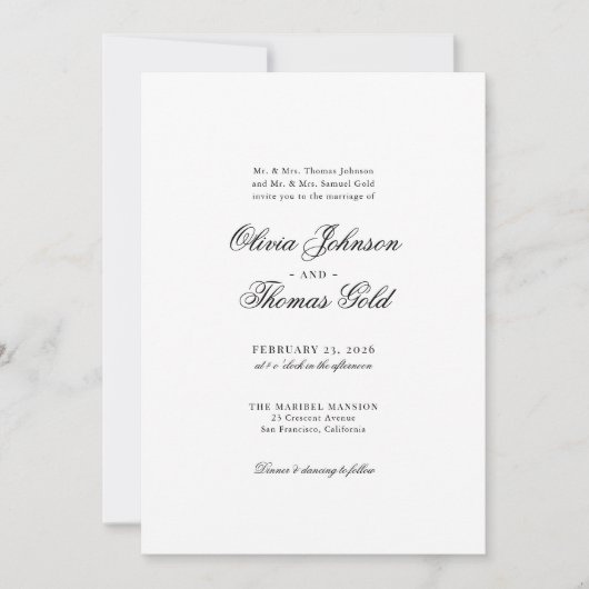 Elegant klassieke uitnodiging tot huwelijk (Voorkant)