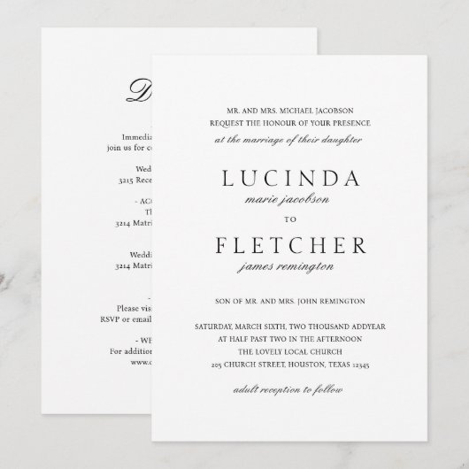 Elegant klassieke vorm in één huwelijk kaart (Voorkant / Achterkant)