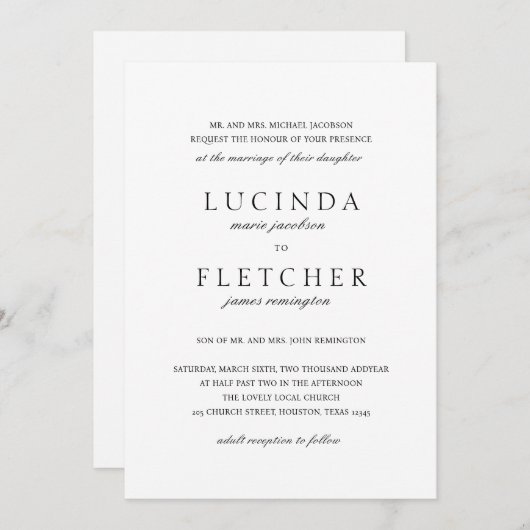 Elegant klassieke vorm in één QR code bruiloft Kaart (Voorkant / Achterkant)