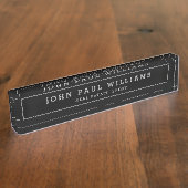 Elegant klassieke zwarte titel naambordje (Zijkant)