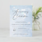 Elegant klassieker blauwe waterverf 25-jarig besta kaart (Staand voorkant)