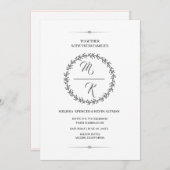 Elegant, klassisch Monogramm Kranz Kaart (Voorkant / Achterkant)