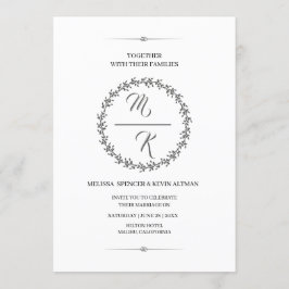 Elegant, klassisch Monogramm Kranz Kaart