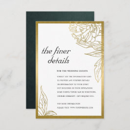 ELEGANT KLASSY GOLD FOIL FLORAL WEDDING DETAILS INFORMATIEKAARTJE
