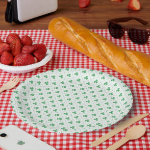 Elegant Klaverpatroon 9" Ronde Papieren Bord