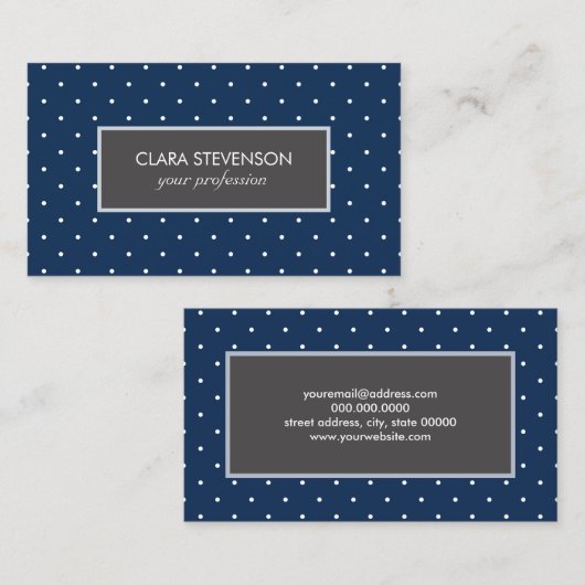 elegant klein blauw wit - marinepuntpatroon visitekaartje (Voorkant / Achterkant)
