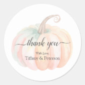 Elegant kleine pompoen Herfst Baby shower Dank u Ronde Sticker (Voorkant)