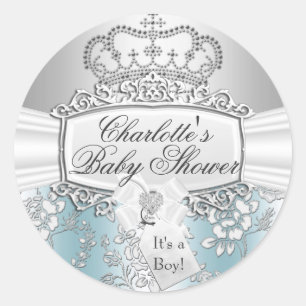 Elegant kleine prins blauw Baby shower Sticker