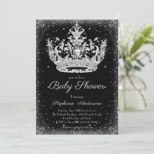 Elegant kleine prinses baby shower kaart (Staand voorkant)