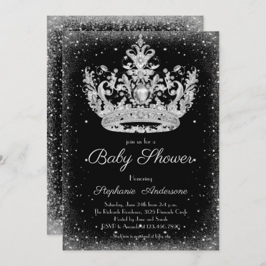 Elegant kleine prinses baby shower kaart (Voorkant / Achterkant)