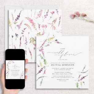 Elegant Kleine Wildflower Script Meisje Baby showe Kaart