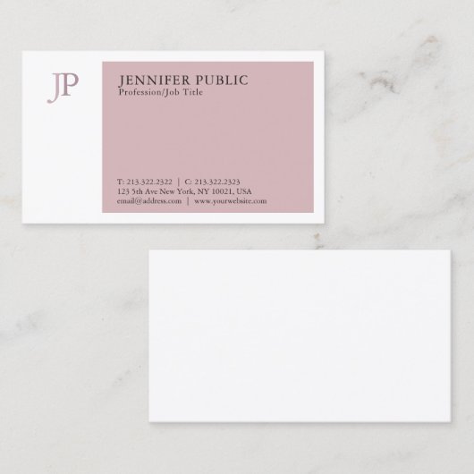 Elegant kleurenmodern professioneel monogram visitekaartje (Voorkant / Achterkant)