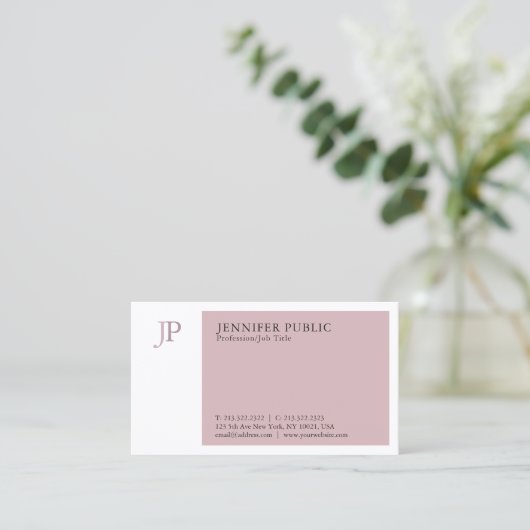 Elegant kleurenmodern professioneel monogram visitekaartje (Staand voorkant)