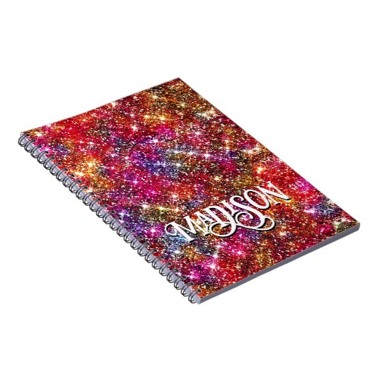 Elegant kleurig faux Glitter monogram Notitieboek (Rechterzijde)