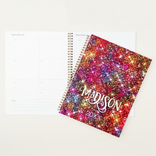 Elegant kleurig faux Glitter monogram Planner (Display)