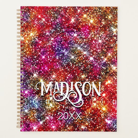 Elegant kleurig faux Glitter monogram Planner (Voorkant)