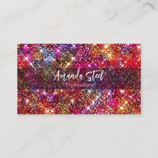 Elegant kleurig faux Glitter monogram Visitekaartje (Voorkant)