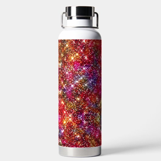 Elegant kleurig faux Glitter monogram Waterfles (Achterkant)