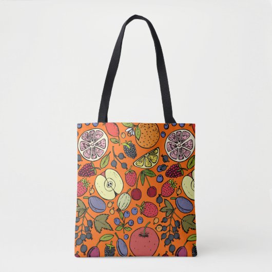 Elegant kleurig fruitpatroon l Citrus l Sinaasappe Tote Bag (Voorkant)