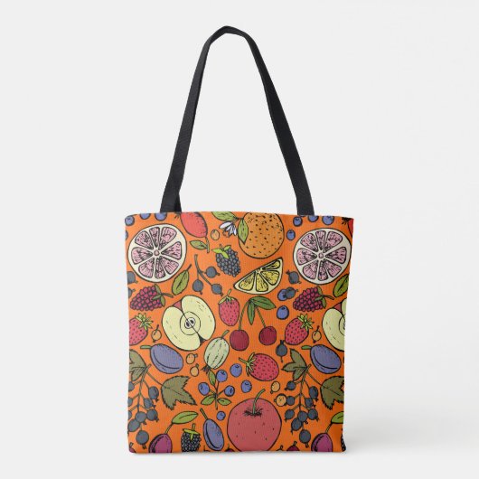 Elegant kleurig fruitpatroon l Citrus l Sinaasappe Tote Bag (Achterkant)