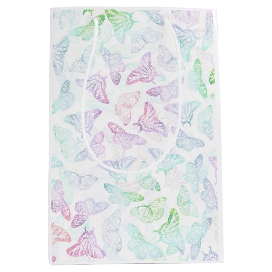 Elegant kleurig glitter Butterfly-ontwerp Medium Cadeauzakje (Voorkant)