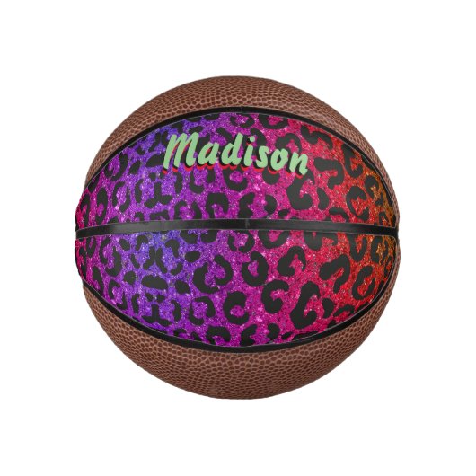 Elegant kleurig glitter, dierlijk gedrukt 3D Monog Basketbal (Voorkant)