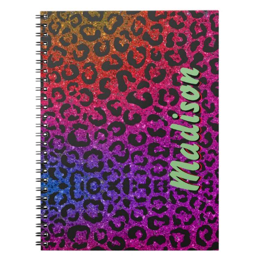 Elegant kleurig glitter, dierlijk monogram notitieboek (Voorkant)