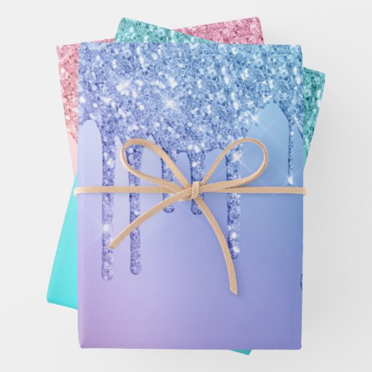 Elegant kleurig glitterdruppels inpakpapier vel (In situ)