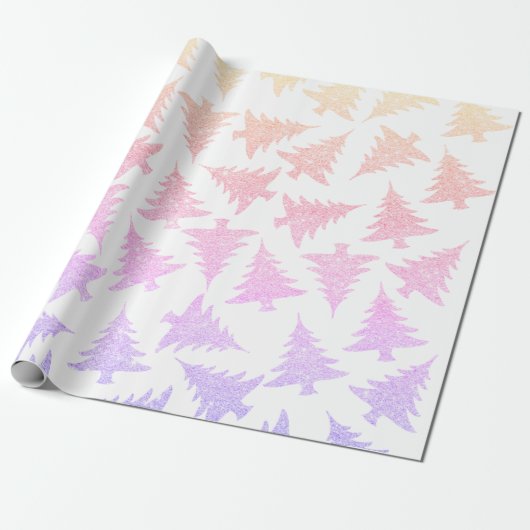 Elegant kleurig holografisch kerstpatroon cadeaupapier (Uitgerold)