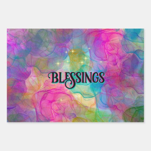 Elegant kleurig marmer monogram inpakpapier vel (Voorkant 2)