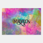 Elegant kleurig marmer monogram inpakpapier vel (Voorkant)