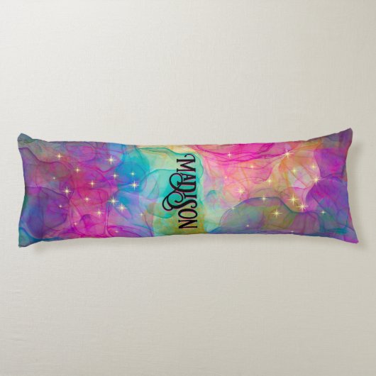 Elegant kleurig marmer monogram lichaamskussen (Achterkant)