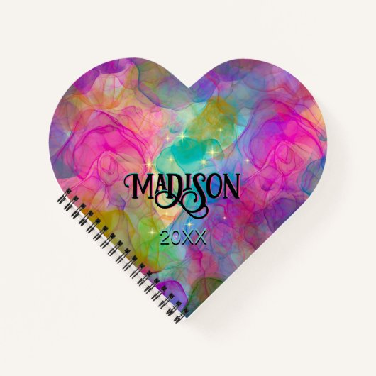 Elegant kleurig marmer monogram notitieboek (Voorkant)