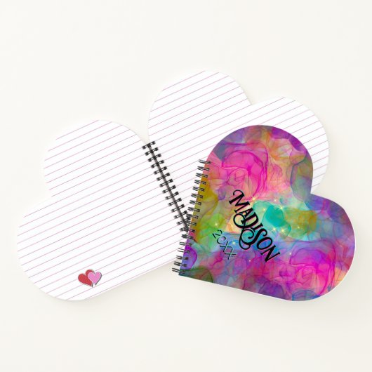 Elegant kleurig marmer monogram notitieboek (Binnen)