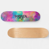 Elegant kleurig marmer monogram persoonlijk skateboard (Horizontaal)