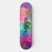 Elegant kleurig marmer monogram persoonlijk skateboard (Voorkant)