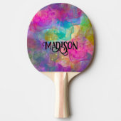 Elegant kleurig marmer monogram tafeltennisbatje (Voorkant)