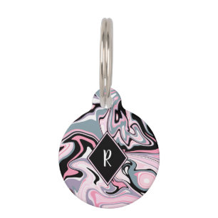 Elegant kleurig marmer roze paars blauw huisdierpenning