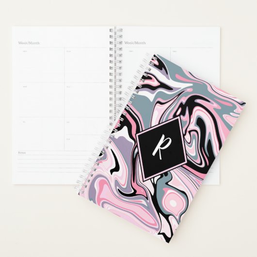 Elegant kleurig marmer roze paars blauw planner (Display)