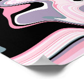 Elegant kleurig marmer roze paars blauw poster (Hoek)